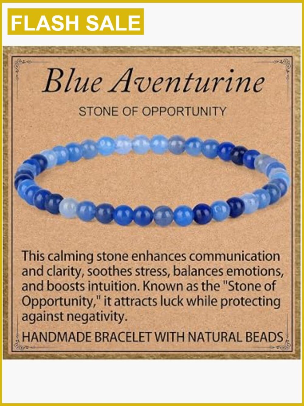Natural Blue Aventurine Healing Crystal Stretch Bracelet 4mm 7.5in
